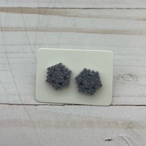 Silver Sparkly Acrylic Snow Flake Earrings